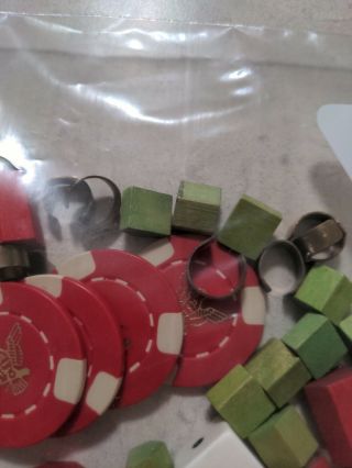 Monopoly Game Wood 60,  Green Houses 25 Red Hotels Poker Chips Boggle Dies crafts? 3