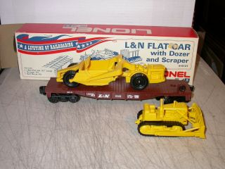 Lionel Mpc 0 027 L&n Flat Car W/ Dozer And Scraper 6 - 9121 W/ Box