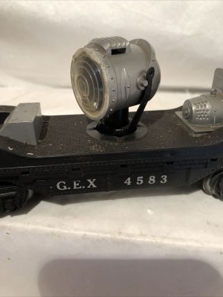 Marx O Gauge 4583 Gex Rotating Searchlight Flat Car Model Train As It Is