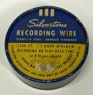 Vtg Silvertone Recording Wire Joe Louis Fight Steel Wire Reel Nos