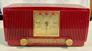 Vintage Red General Electric Radio Alarm Clock Model 574 - Parts