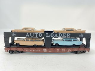 Ho Scale Athearn 1407 50ft Autoloader W/ 2 Station Wagons & 2 Cadillacs Milw Rd