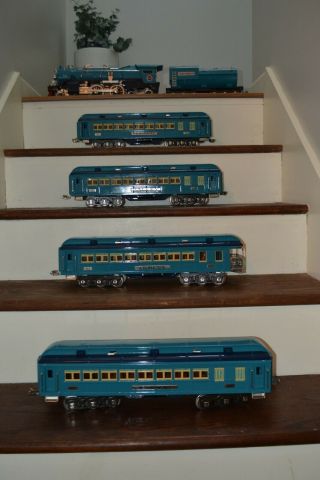 Mth Standard Gauge 400e Blue Comet Steam Locomotive And 4 Passenger Cars