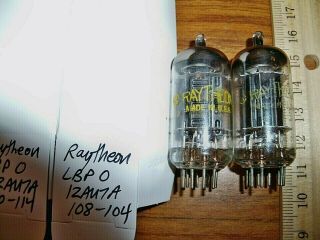 2 Strong Matched Raytheon Long Black Plate O Getter 12au7a / Ecc82 Tubes