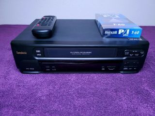 Symphonic Sv221e Vcr Vhs Player Video Cassette Recorder,  Remote & Tape - -