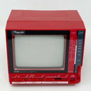 Vintage 1986 Rhapsody Personal Portable Black White Tv Red 4.  5 " Tv - 628