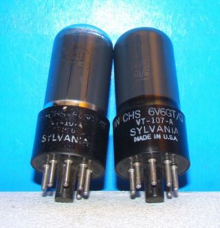 6v6gt Vt - 107 - A Rca Sylvania Radio Audio Amplifier Vacuum Tubes 2 Valves