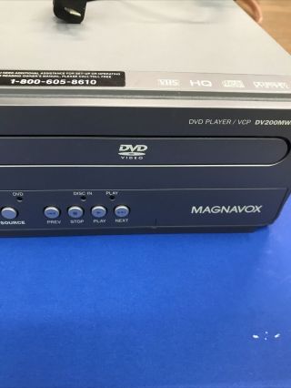 MAGNAVOX DV200MW8 4 HEAD VHS/DVD Combo Video Player No Remote 3