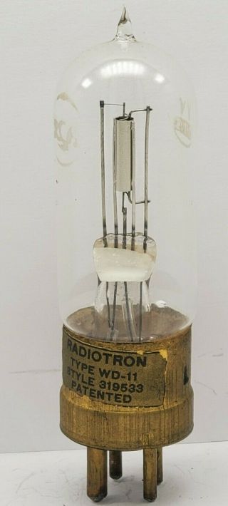 (1) Rca Radiotron Type Wd - 11 Brass Vacuum Tube Tipped Lime Getter Display 74jm