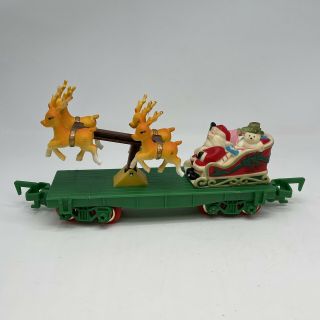 Vintage 1993 Toy State Animated Christmas Train Santas Sleigh And Reindeer Car
