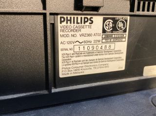 Philips Magnavox 4 Head HiFi Stereo VCR VRZ360 AT02 VHS HQ 3