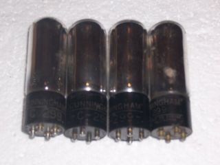 4 Cunningham C 299 Short Pin Radio Vacuum Tubes With The Same Lettering