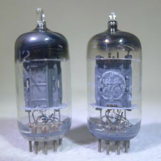 Matched Pair Ge 12ax7/ecc83 Long Gray Plate D - Getter Made In Usa