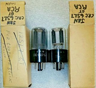 Matched Pair Jan Crc 6sl7gt Rca (1 Smoked Glass) Vacuum Tubes Tv - 7d 94,