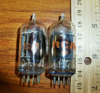 2 Strong Matched Rca Clear Top Long Gray Plate Side D Getter 12au7a Ecc82 Tubes