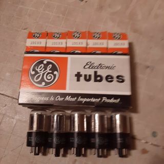 Vintage Sleeve Of 5 Nos Ge 6x5gt Tubes Matching Code Dates Test Great