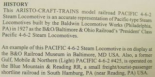 Aristo - Craft 21404 G Burlington Northern 4 - 6 - 2 Steam Locomotive & Tender EX/Box 5
