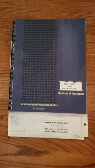 Marantz Model 3600 Stereo Control Console Handbook Schematic Diagram