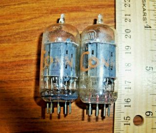 2 Strong Matched Conn / Rca Clear Top Long Gray Plate Side D Getter 12au7a Tubes