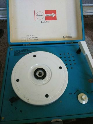 Vintage Blue Imperial Party Time Record Player Solid State Model 100 - 2