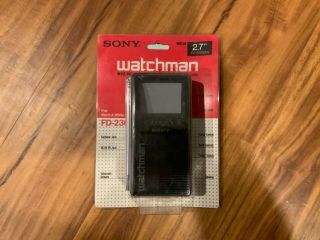 Sony Watchman Fd - 230 Portable 2.  7 " Black & White Tv Nos Retro