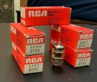 2 Matched Pair Rca 6ak5 Ef95 Vacuum Tubes Nos Black Plate O Getter