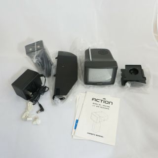 Action Sportvision 3.  5 " Black & White Early 90s Portable Tv Acn - 3300