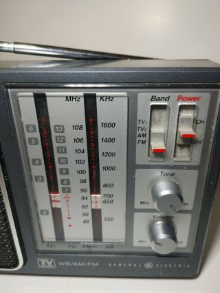 Vintage General Electric TV Sound WB/AM/FM Radio Receiver Model 7 - 2945A 2