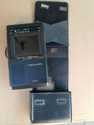 Vintage Realistic Pocket Vision 23 Portable Lcd Color Television W/ Case