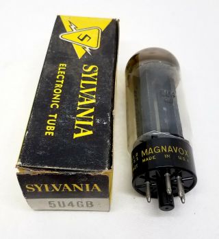 Sylvania Magnavox 5u4 - Gb 5as4a Nos/nib Tall Bottle Black Plts Top " O " Getter Usa