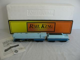 Mth Rail King Santa Fe Streamlined 4 - 8 - 4 Northern " Blue Goose " W/ Smoke Mt - 1106