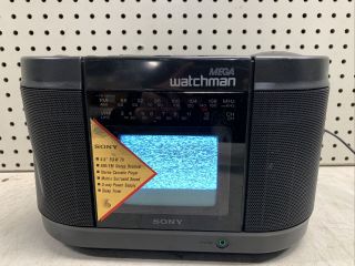 Sony Watchman B&w Tv Fm Am Radio Stereo Cassette Player Model No.  Fd - 555 Boombox