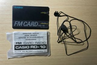 Casio Rd - 10 Credit Card Sized Miniature Am/fm Radio W/ Headphones - Great