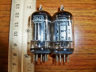 2 Strong Matched Rca Long Black Plate Angled D Getter 5963 Tubes