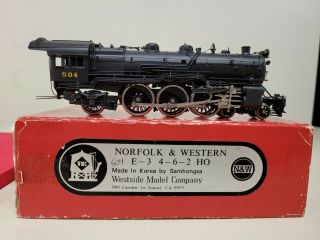 Westside Model Co.  Ho Brass N&w 4 - 6 - 2 E - 3 Steam Locomotive & Tender - Painted Ex