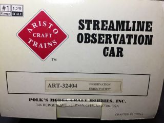 Aristo - Craft ART - 32404 - Streamline Observation Car - Union Pacific G Scale 3