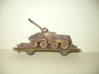 Ww2 Wehrmacht - Ho Camouflaged Flat Car Carrying Sd.  Kfz.  231 Panzer - Märklin