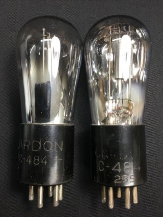 Pair Cardon C - 484 Globe Shape 5 Pin Radio Vacuum Tube Vintage N.  8867