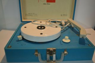 Vintage Blue Imperial Party Time Record Player Solid State Phonograph Model 100