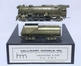 Ho Scale Hallmark Models Brass K2 Chesapeake & Ohio 2 - 8 - 2 Engine & Tender W/ Box