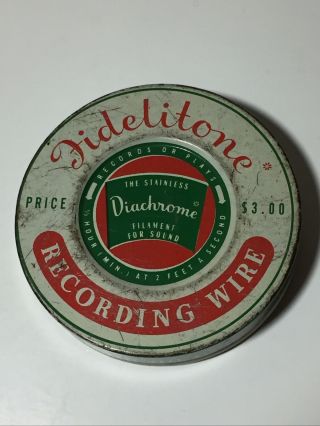 Vintage Fidelitone Recording Wire Container 3600ft (unkown Recording Inside)