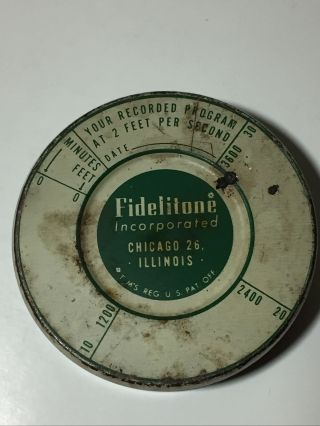 Vintage Fidelitone Recording Wire Container 3600ft (Unkown Recording Inside) 3