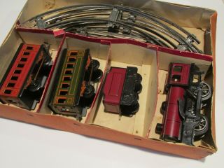 Karl Bulb (kbn) Tin Plate O Ga Clockwork Toy Train Set 390/4 From Germany Ob