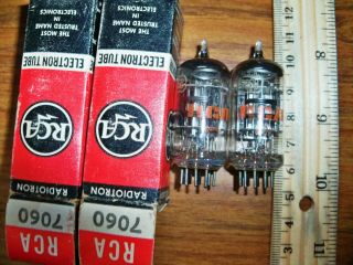 2 Strong Matched Nos Rca Black Plate O Getter 7060 Tubes