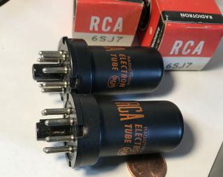 (2) Vintage Metal 6SJ7 RCA NOS NIB Vacuum Tubes,  (1960’s) 3