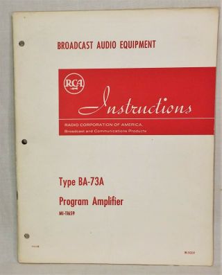 Rca Ba - 73a Program Amplifier Mi - 11659 Instructions -