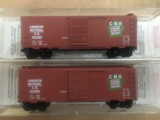 N Scale Micro Trains Line Canadian National 40’ Box Car 2 Pack Set