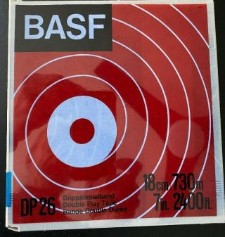 Basf Dp26 7” Reel To Reel Recording Tape 7in X 2400 Ft In Hard Case -