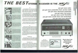 McIntosh MR 78/77/74 C 26/28 MC 250 MA 6100 Rare Orig Factory Dealer Brochure 3