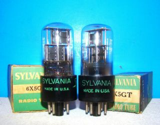 6x5gt Nos Sylvania Radio Guitar Audio Amplifier Vacuum Tubes 2 Valve 6x5g